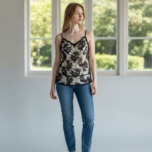 Bob Mackie Black Lace Camisole Top NWT